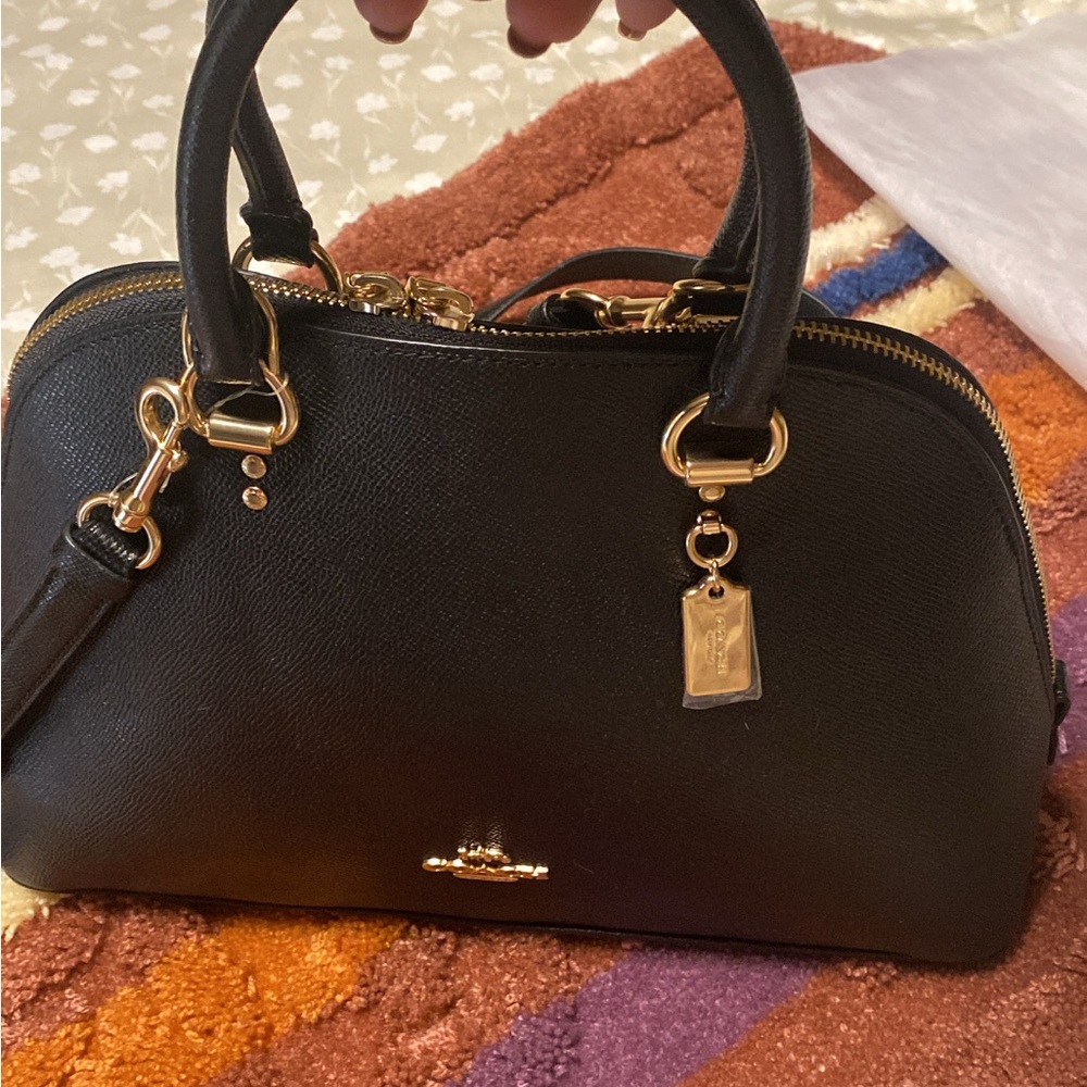 Two way Coach Black and Gold Satchel/Crossbody bag